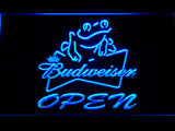 Budweiser Frog Beer OPEN Bar LED Sign - Blue - TheLedHeroes