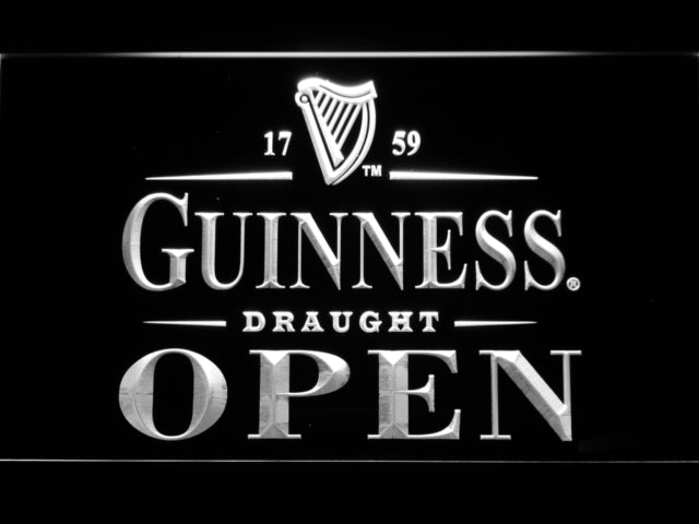 FREE Guinness Draught Open LED Sign - White - TheLedHeroes