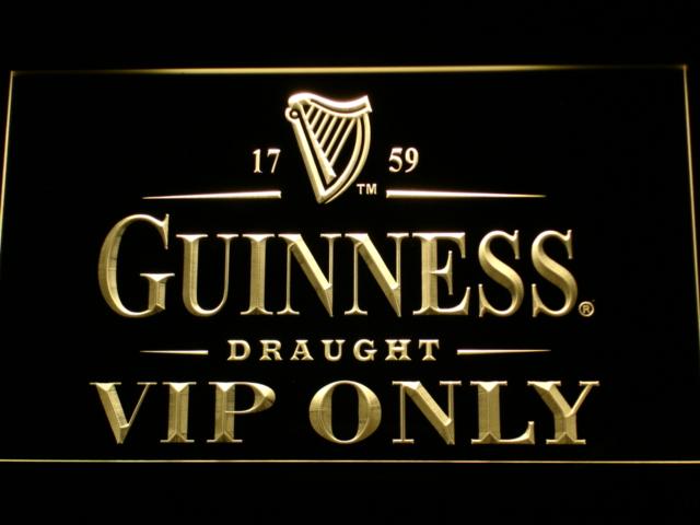Guinness Draught VIP Only LED Neon Sign Electrical - Yellow - TheLedHeroes