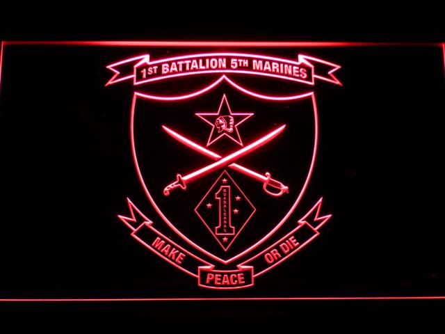 1st Battalion 5th Marines LED Neon Sign USB - Red - TheLedHeroes