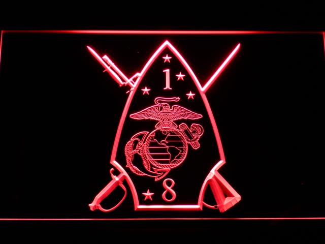 1st Battalion 8th Marines LED Neon Sign USB - Red - TheLedHeroes