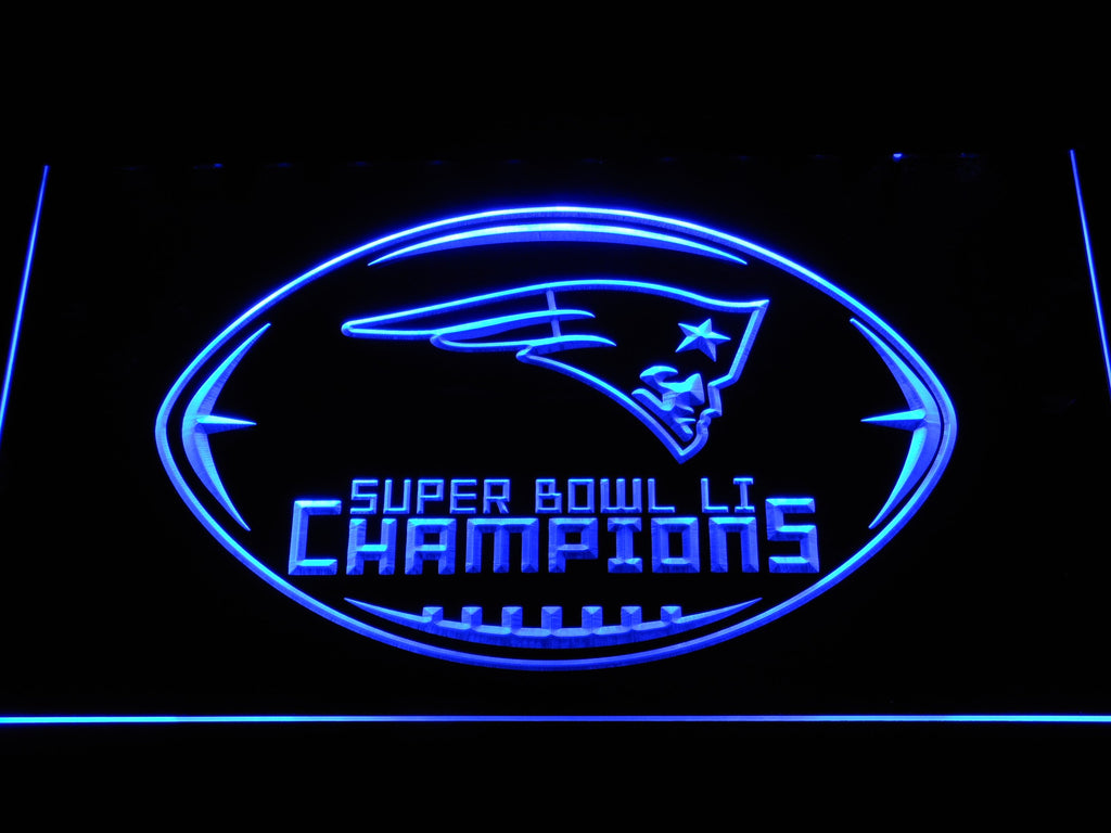 New England Patriots Super Bowl LI Champions LED Neon Sign USB - Blue - TheLedHeroes