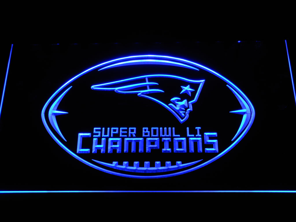 New England Patriots Super Bowl LI Champions LED Sign - Blue - TheLedHeroes