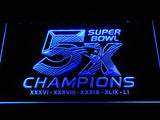 FREE New England Patriots 5X Superbowl Champions LED Sign - Blue - TheLedHeroes