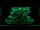 New England Patriots 5X Superbowl Champions LED Neon Sign Electrical - Green - TheLedHeroes