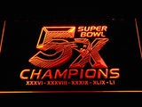New England Patriots 5X Superbowl Champions LED Neon Sign Electrical - Orange - TheLedHeroes