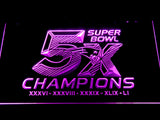 New England Patriots 5X Superbowl Champions LED Neon Sign Electrical - Purple - TheLedHeroes