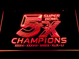 New England Patriots 5X Superbowl Champions LED Neon Sign USB - Red - TheLedHeroes