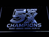 New England Patriots 5X Superbowl Champions LED Neon Sign Electrical - White - TheLedHeroes