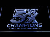 FREE New England Patriots 5X Superbowl Champions LED Sign - White - TheLedHeroes