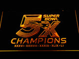 New England Patriots 5X Superbowl Champions LED Neon Sign USB - Yellow - TheLedHeroes