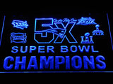 New England Patriots 5X Superbowl Champions (2) LED Neon Sign Electrical - Blue - TheLedHeroes