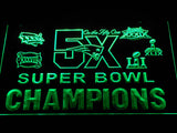 New England Patriots 5X Superbowl Champions (2) LED Neon Sign Electrical - Green - TheLedHeroes
