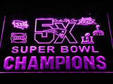 New England Patriots 5X Superbowl Champions (2) LED Neon Sign Electrical - Purple - TheLedHeroes
