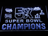 New England Patriots 5X Superbowl Champions (2) LED Neon Sign USB - White - TheLedHeroes