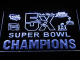 New England Patriots 5X Superbowl Champions (2) LED Sign - White - TheLedHeroes