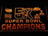 New England Patriots 5X Superbowl Champions (2) LED Neon Sign Electrical - Yellow - TheLedHeroes