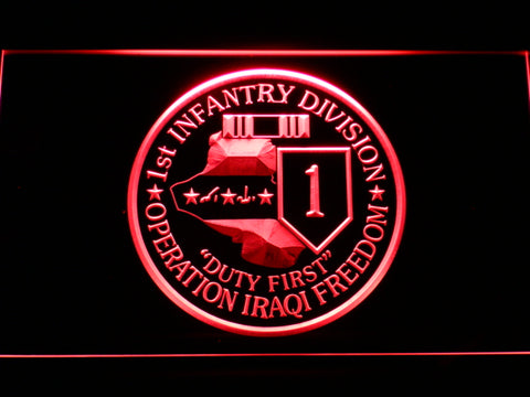 FREE 1st Infantry Division Operation Iraqi LED Sign - Red - TheLedHeroes