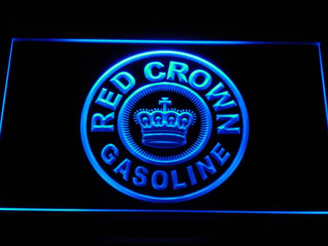 Red Crown Gasoline LED Neon Sign USB - Blue - TheLedHeroes