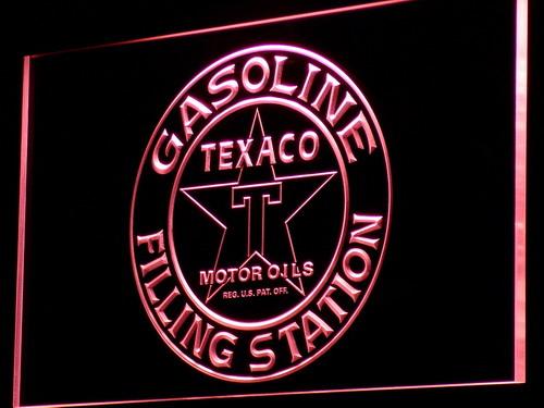 Texaco Gasoline Filling Station LED Neon Sign USB - Red - TheLedHeroes