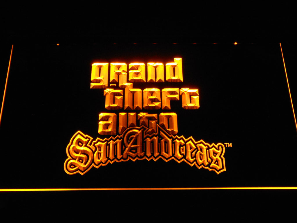 Grand Theft Auto San Andreas LED Neon Sign USB - Yellow - TheLedHeroes