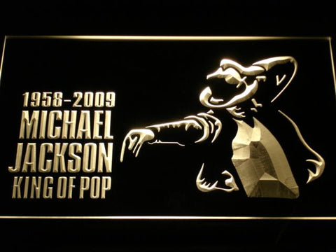 Michael Jackson 1958-2009 LED Neon Sign USB - Yellow - TheLedHeroes