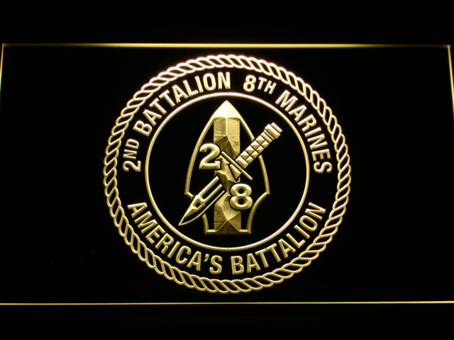 FREE 2nd Battalion 8th Marines LED Sign - Yellow - TheLedHeroes