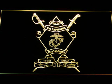 2nd Battalion 23rd Marines LED Neon Sign USB - Yellow - TheLedHeroes