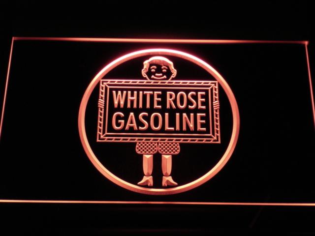 White Rose Gasoline LED Neon Sign Electrical - Red - TheLedHeroes