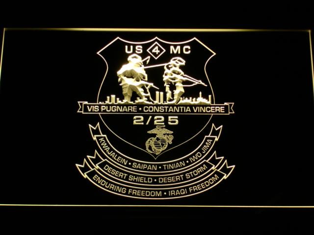 2nd Battalion 25th Marines LED Neon Sign USB - Yellow - TheLedHeroes