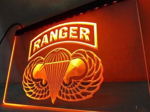 US Army Ranger Parawings LED Neon Sign USB - Orange - TheLedHeroes