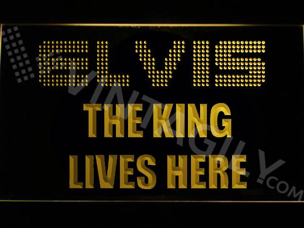 Elvis The King Lives Here LED Neon Sign Electrical - Yellow - TheLedHeroes