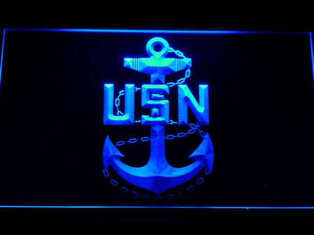 United States Navy Logo LED Neon Sign USB - Blue - TheLedHeroes