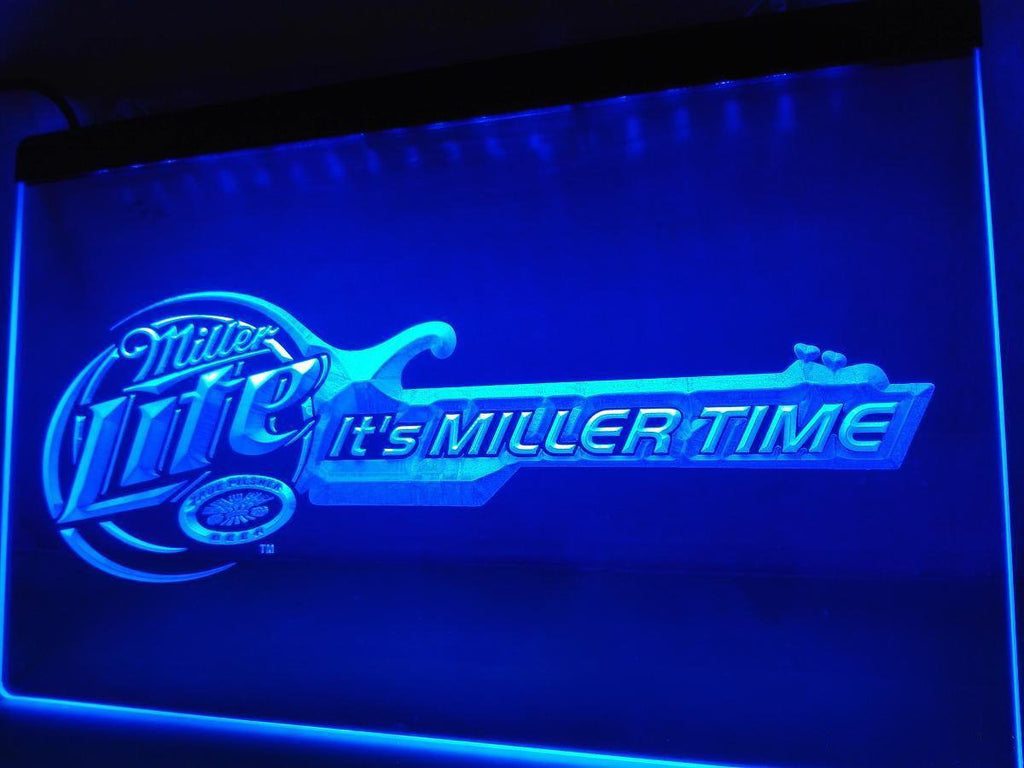 Miller Lite It's Miller Time LED Neon Sign USB - Blue - TheLedHeroes