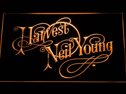 Neil Young Harvest LED Neon Sign USB - Orange - TheLedHeroes