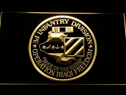 3rd Infantry Division Operation Iraqi LED Neon Sign Electrical - Yellow - TheLedHeroes