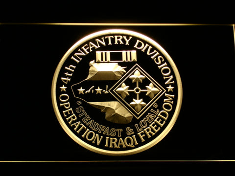 FREE 4th Infantry Division Operation Iraqi LED Sign - Yellow - TheLedHeroes