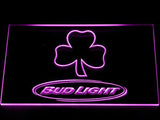Bud Light Shamrock (2) LED Neon Sign Electrical - Purple - TheLedHeroes