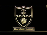 22th Infantry Regiment LED Neon Sign USB - Yellow - TheLedHeroes