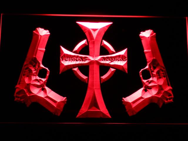 The Boondock Saints Veritas Aequitas LED Neon Sign USB - Red - TheLedHeroes