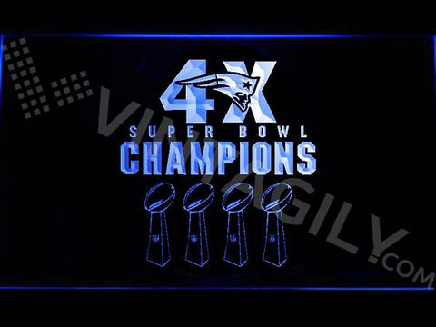 Patriots 4X Super Bowl Champions LED Neon Sign Electrical - Blue - TheLedHeroes