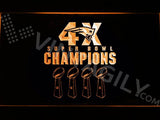 Patriots 4X Super Bowl Champions LED Neon Sign Electrical - Orange - TheLedHeroes