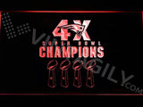 Patriots 4X Super Bowl Champions LED Neon Sign USB - Red - TheLedHeroes