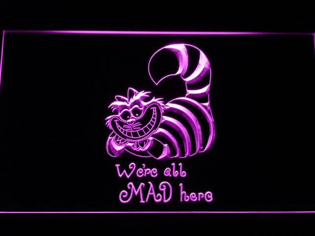Disney Cheshire Cat Alice in Wonderland (2) LED Neon Sign Electrical - Purple - TheLedHeroes