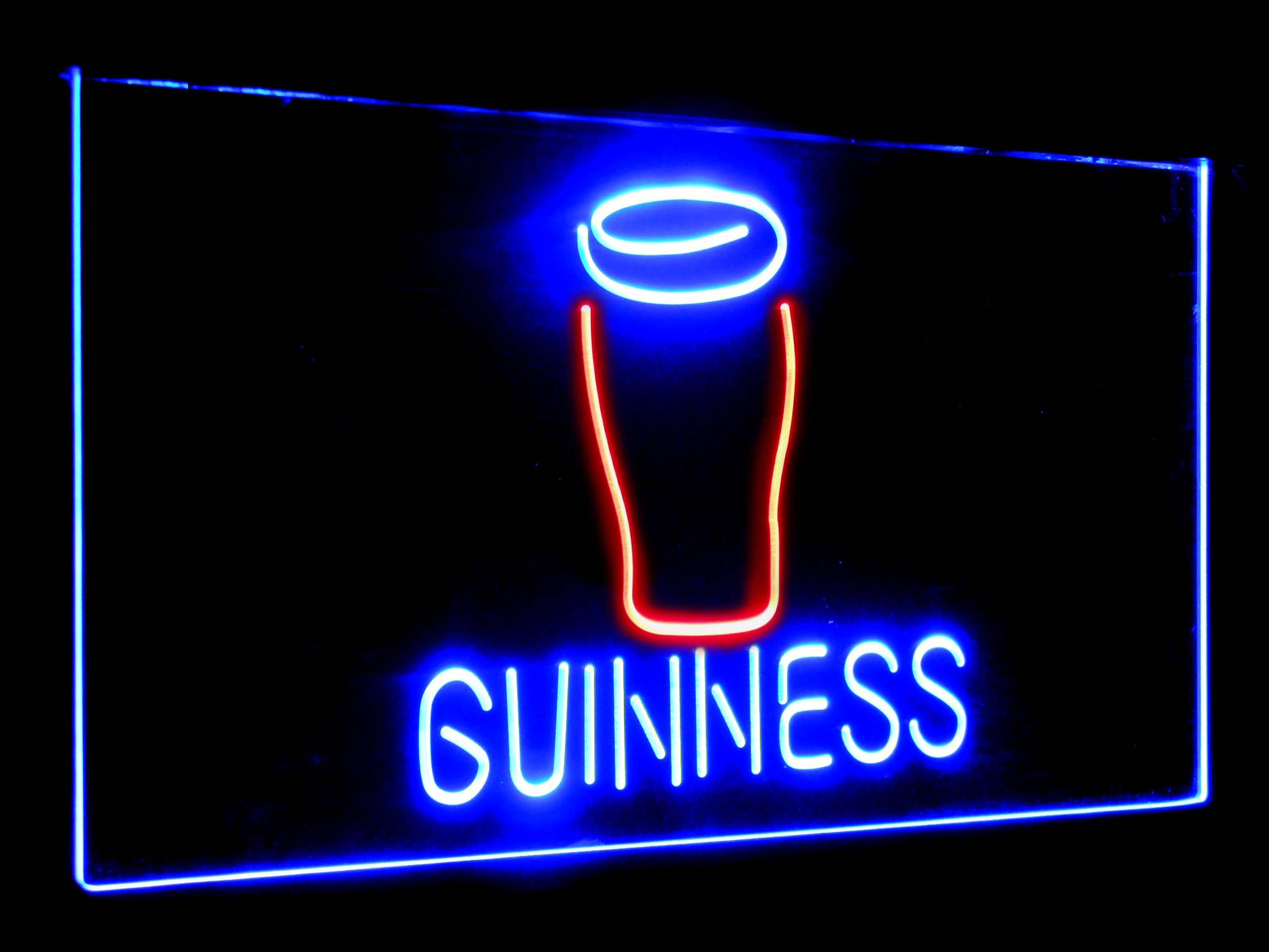Guinness Glass Dual Color LED Sign Normal Size (12x8.5in) / Red-Yellow ...