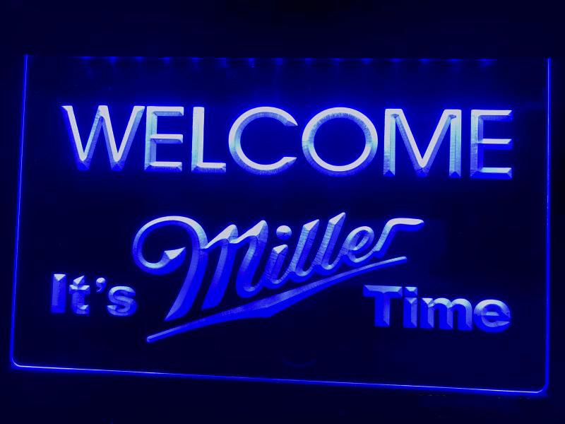 Miller Welcome It's Time LED Neon Sign USB - Blue - TheLedHeroes