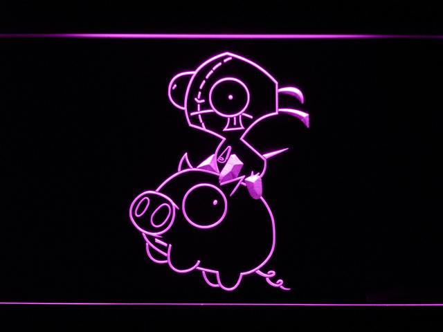 Invader Zim Piggy LED Neon Sign Electrical - Purple - TheLedHeroes
