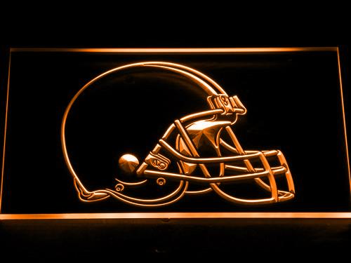 Cleveland Browns Helmet LED Neon Sign USB - Orange - TheLedHeroes