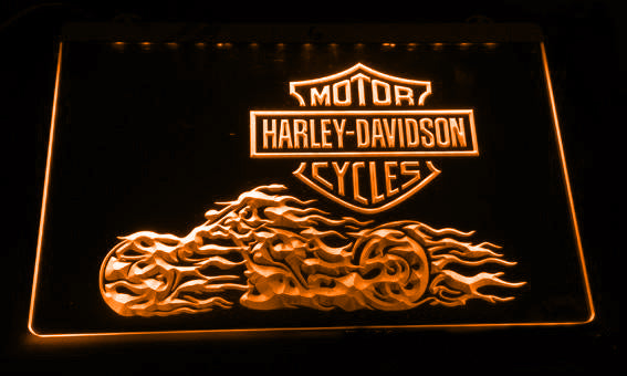 Harley Davidson 8 LED Sign - Orange - TheLedHeroes