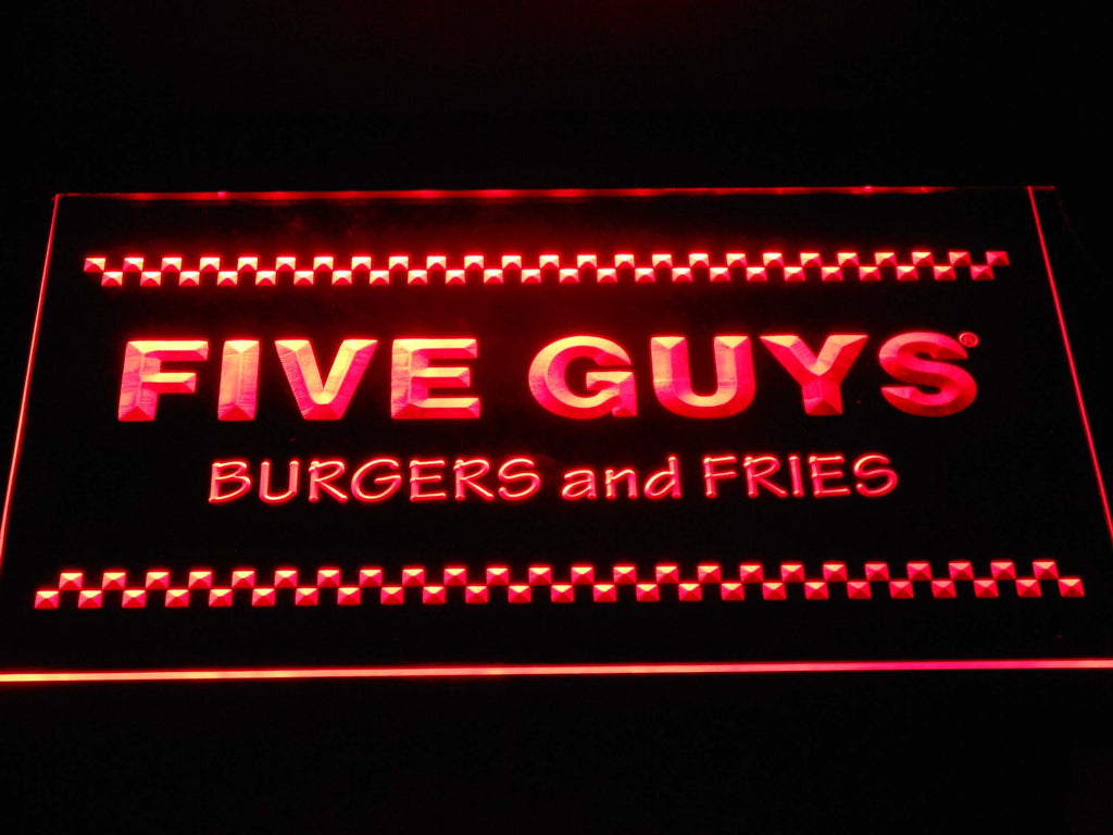 Five Guys Burger and Fries LED Neon Sign Electrical - Red - TheLedHeroes